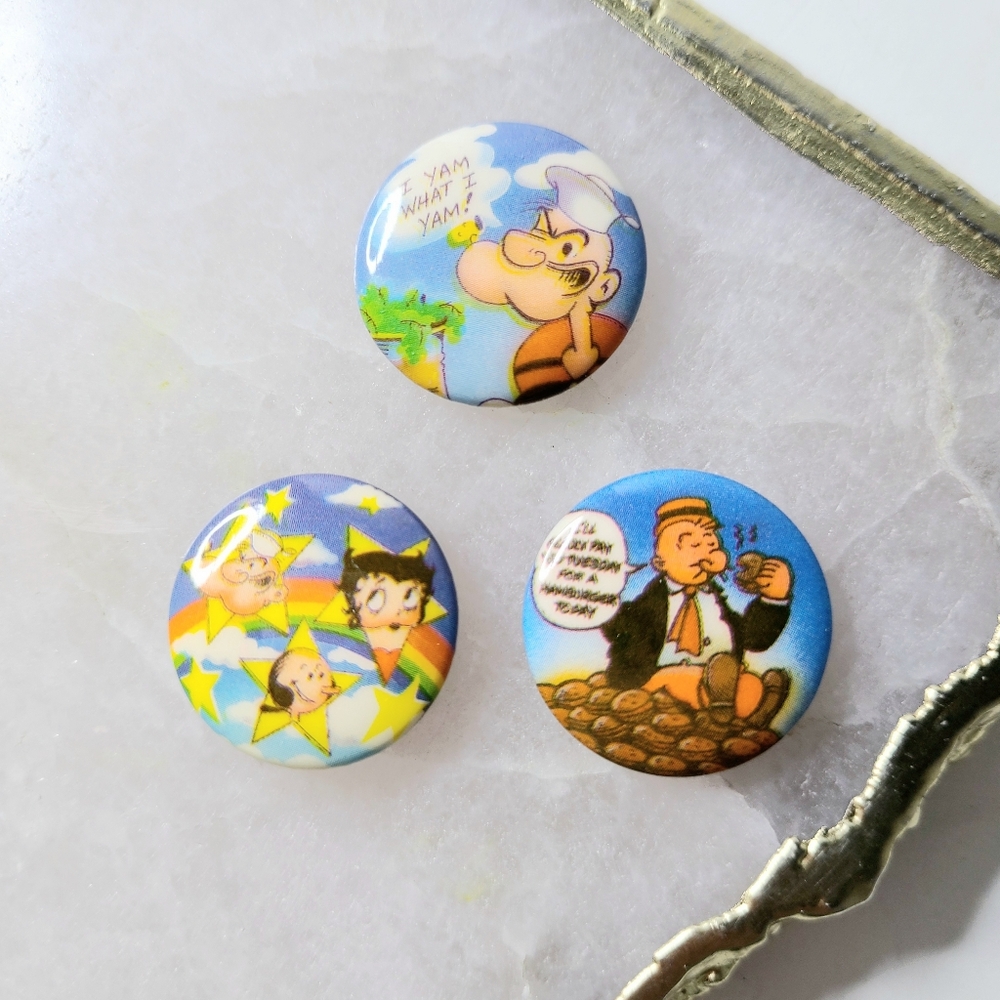Lisa Frank Vintage Lot of 3 Popeye Cartoon Pins